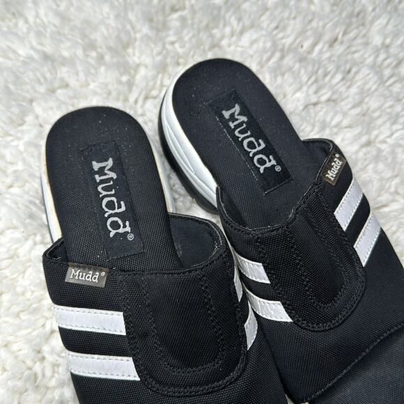 Y2K Vintage Mudd Platform Sandals Slip On Streetwear Comfy Slide On Black White - Picture 4 of 10